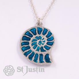 Ammonite pendant - blue enamel (PN732) - Afbeelding 2