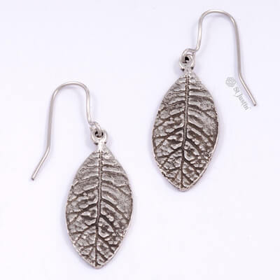 Veined leaf drop earrings (PE759)