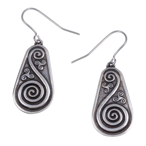 Double spiral shield drop earrings (PE719)