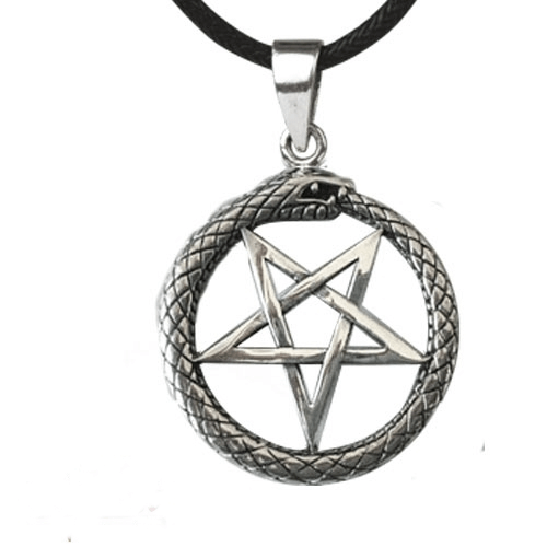 Slang Pentagram zilveren hanger
